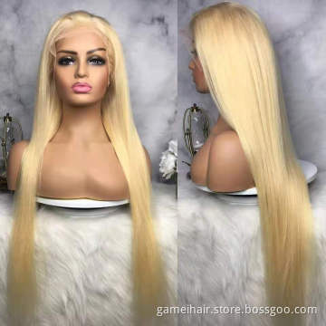 613 Blonde Color 13x4 Closure Transparent Lace Front Wig 150% High Quality Remy Human Hair PrePlucked With Baby Wholesale Vendor